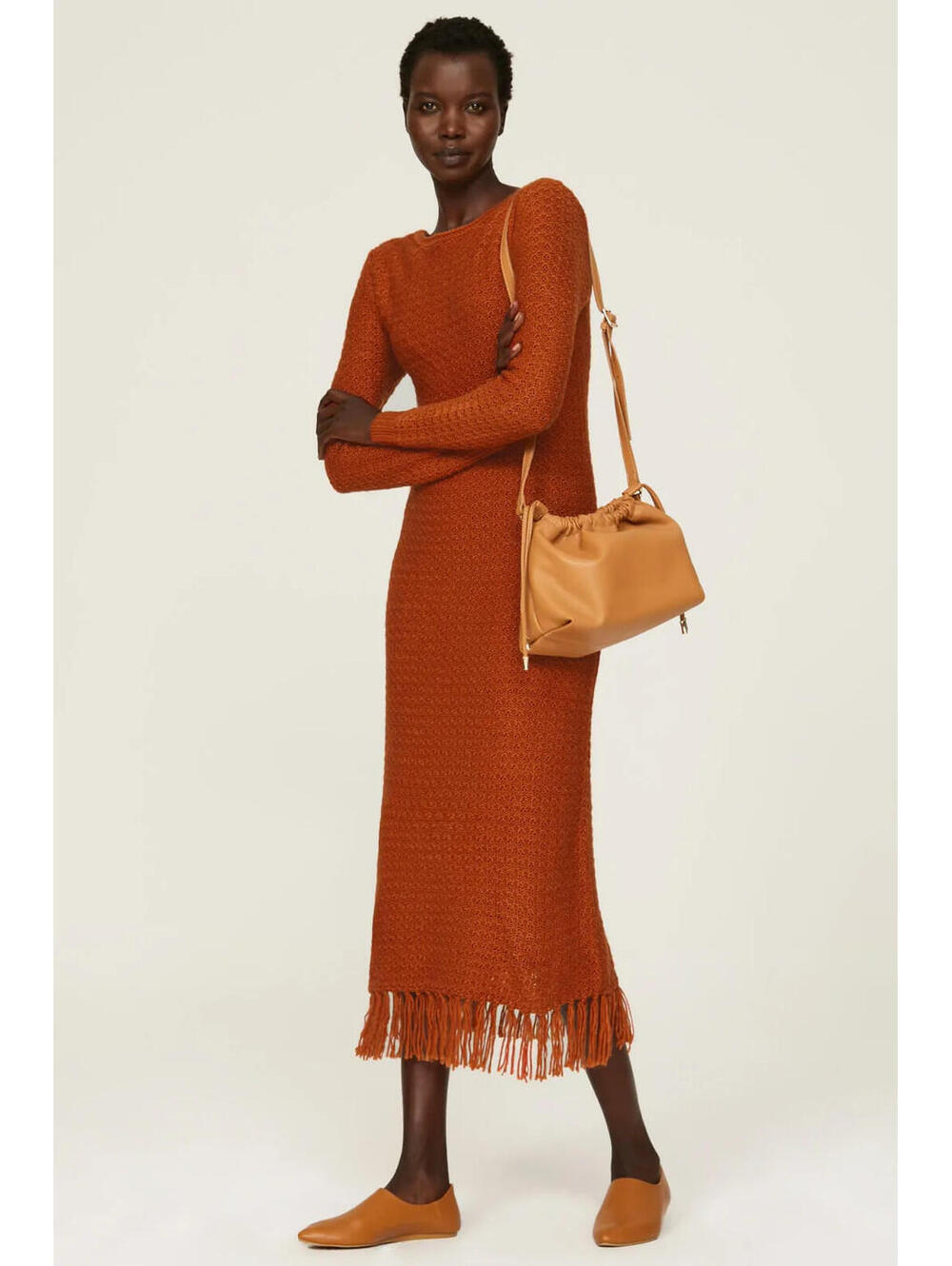 Pamela Love x RTR Orange Fringe Sweater Dress Size M